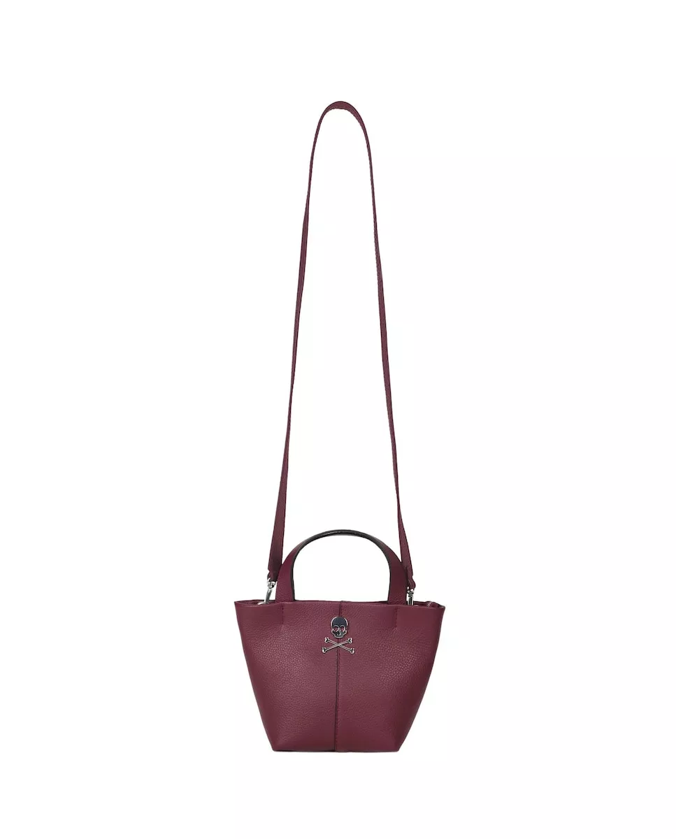 Scalpers - Bolso Pequeño De Mujer De Color Burdeos Con Detalle De Calavera Y Doble Asa barato