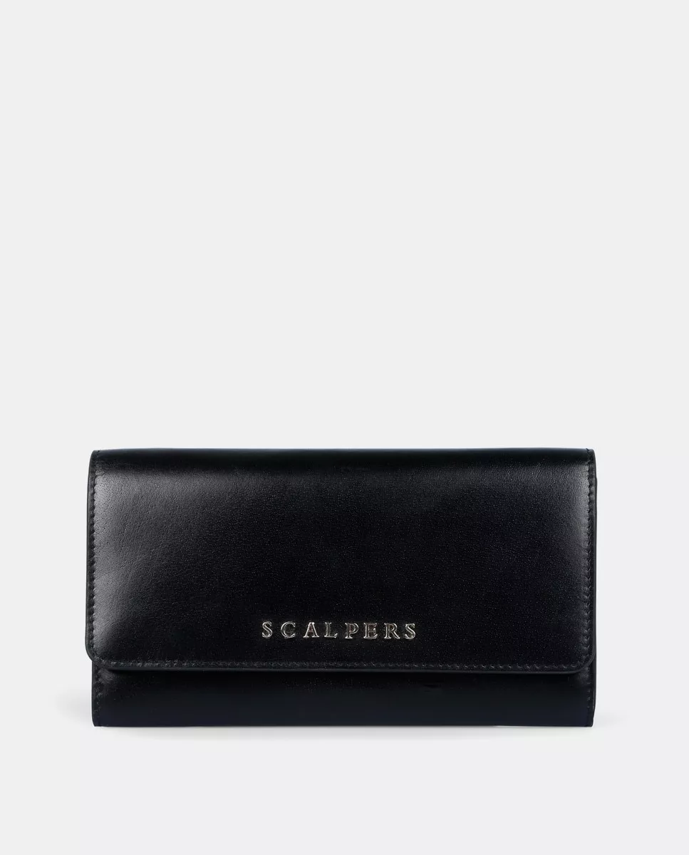 Scalpers - Cartera De Mano De Piel Grabada En Negro Con Solapa barato
