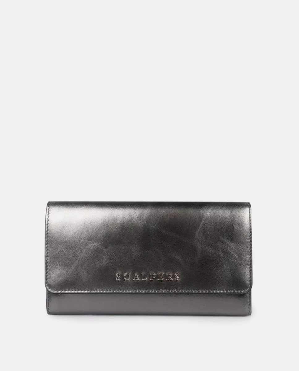 Scalpers - Cartera De Mano De Piel Metalizada En Gris Con Solapa barato