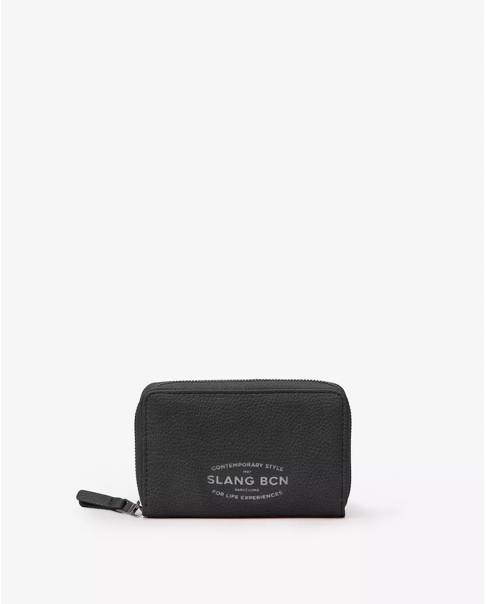 Slang - Cartera Mediana Efecto Piel En Negro Con Detalle De La Marca barato