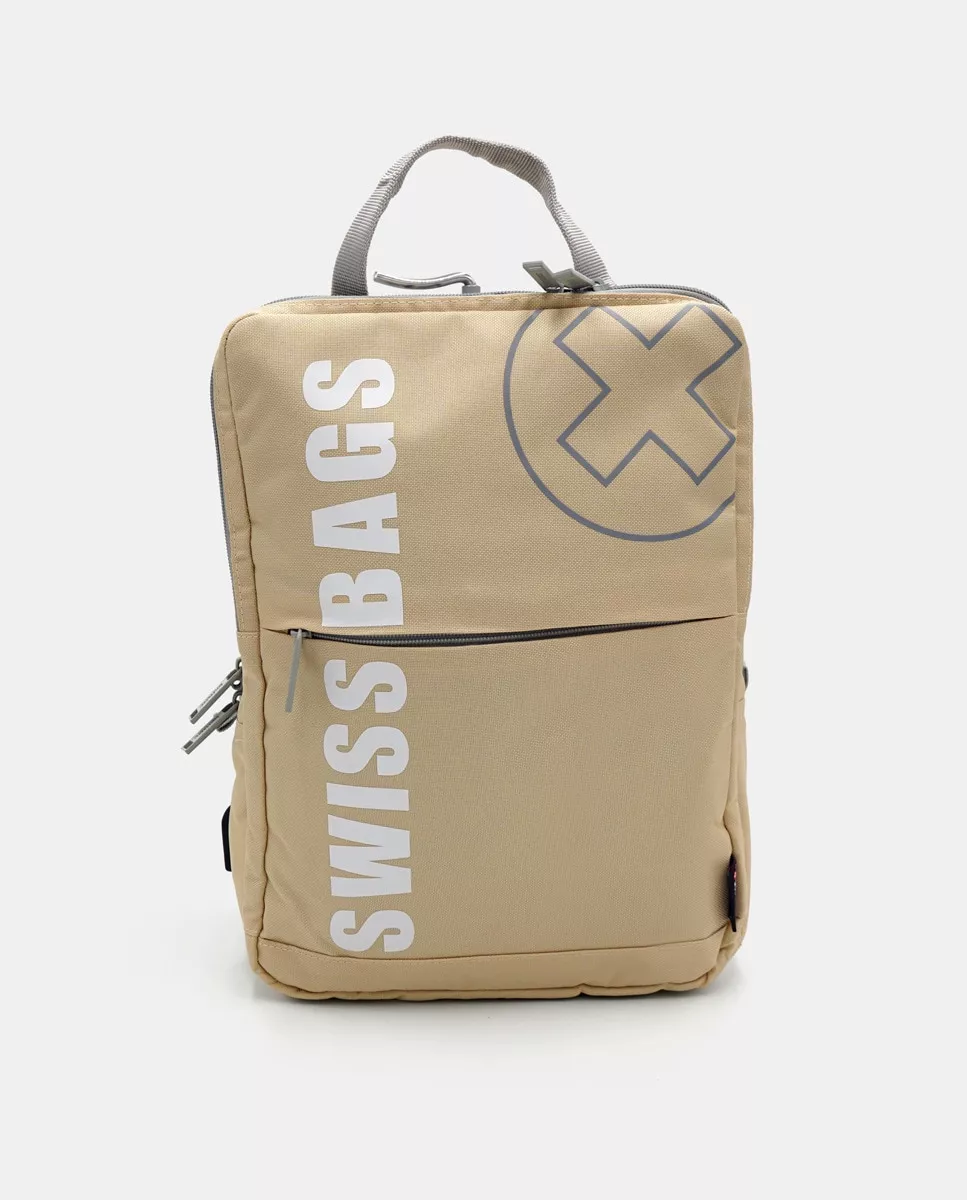 Swissbags - Mochila Antirrobo Sport Mobility De Poliéster Reciclado En Beige Con Print Frontal En Oferta Swissbags - Mochila Antirrobo Sport Mobility De Poliéster Reciclado En Beige Con Print Frontal Barato