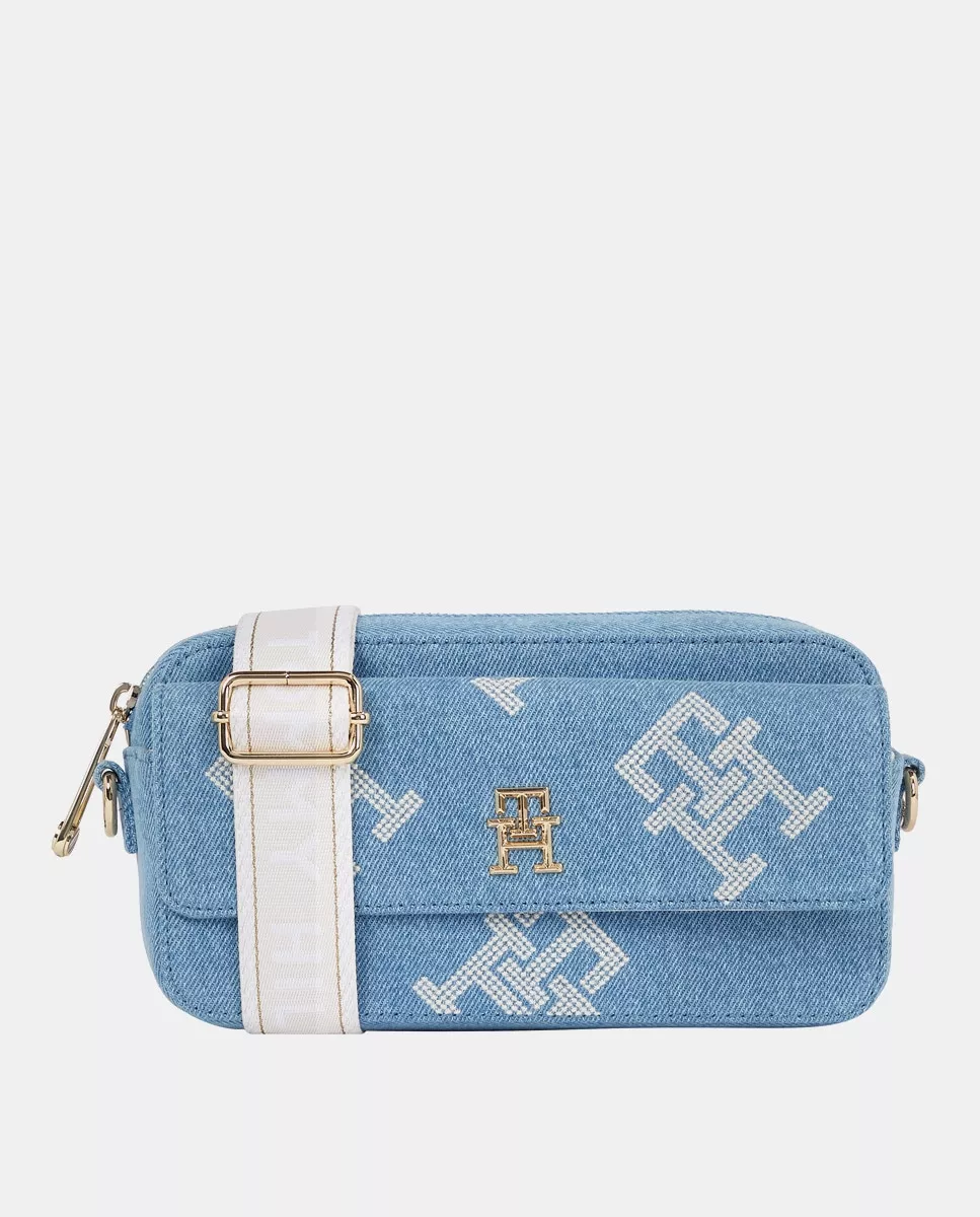 Tommy Hilfiger - Bandolera Denim De Algodón En Azul Con Logo Al Overo barato