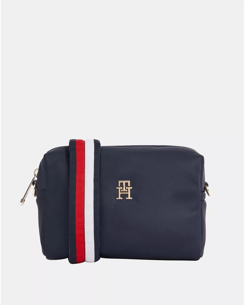 Tommy Hilfiger - Bandolera Pequeña De Material Combinado En Azul Marino Con Asa Corporativa barato