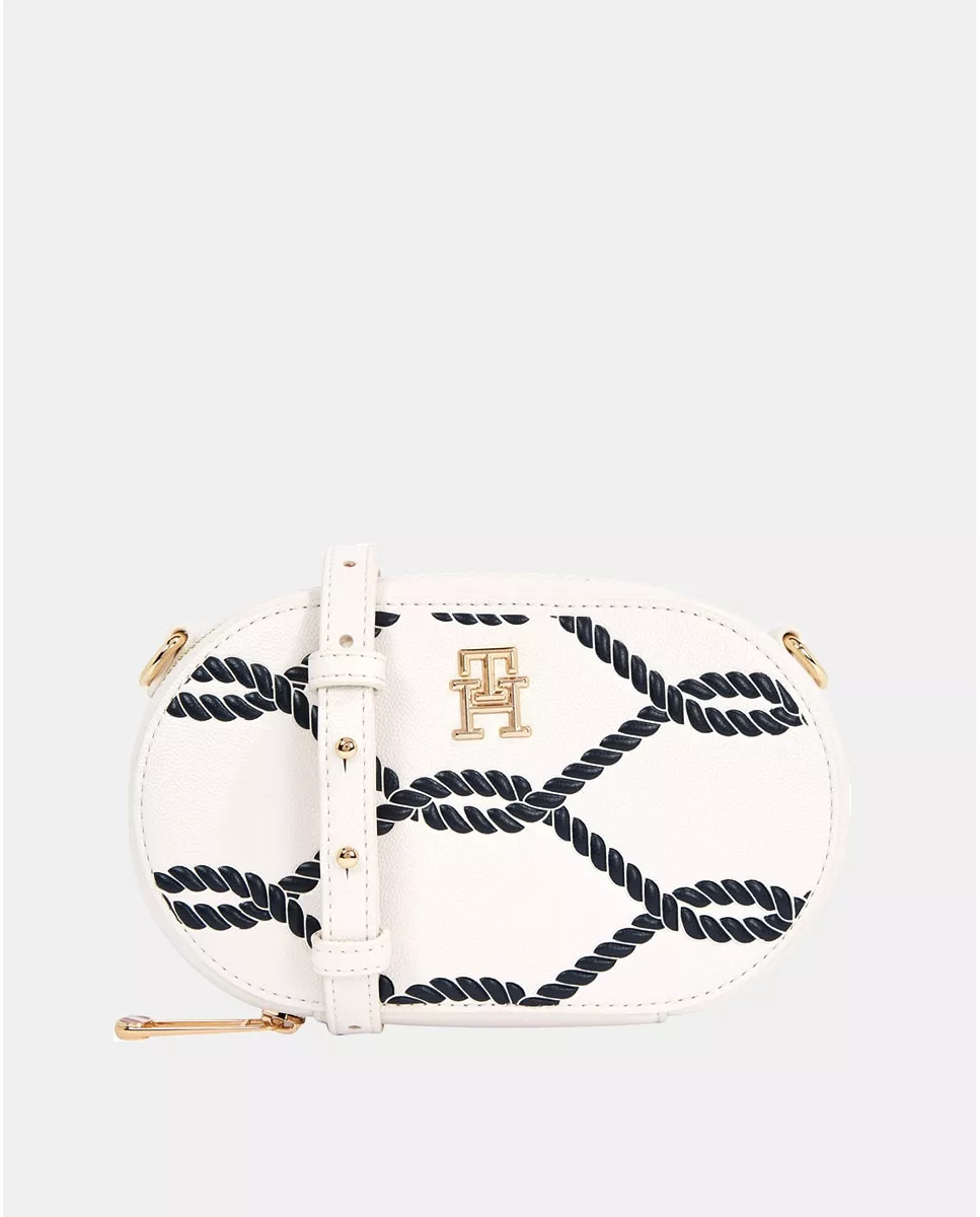 Tommy Hilfiger - Bandolera Pequeña Redondeada En Blanco Con Estampado Marinero barato