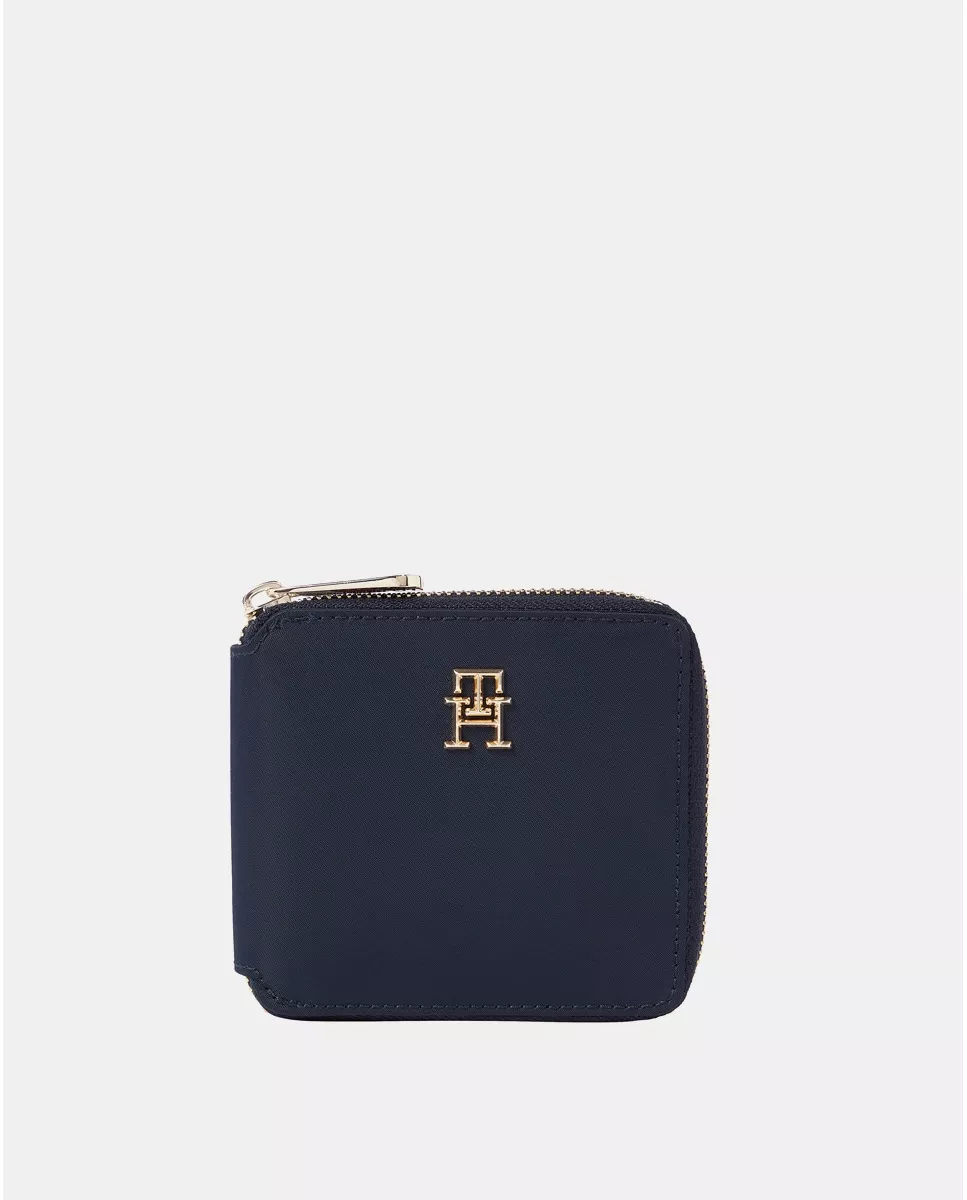 Tommy Hilfiger - Cartera Pequeña De Nylon Reciclado En Azul Marino Con Cierre Cremallera barato