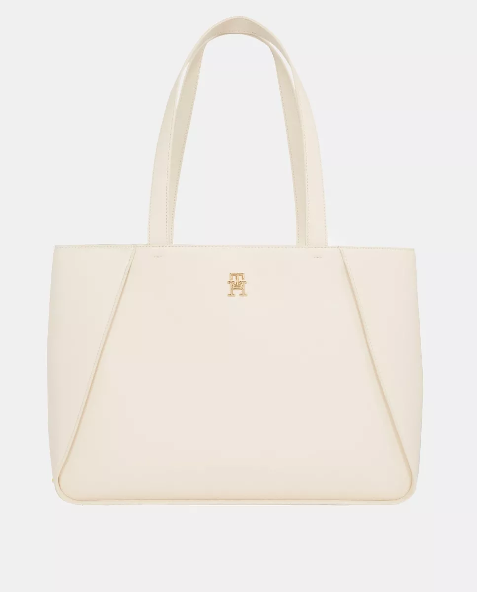 Tommy Hilfiger - Tote De Material Combinado En Blanco Con Logotipo Metálico barato
