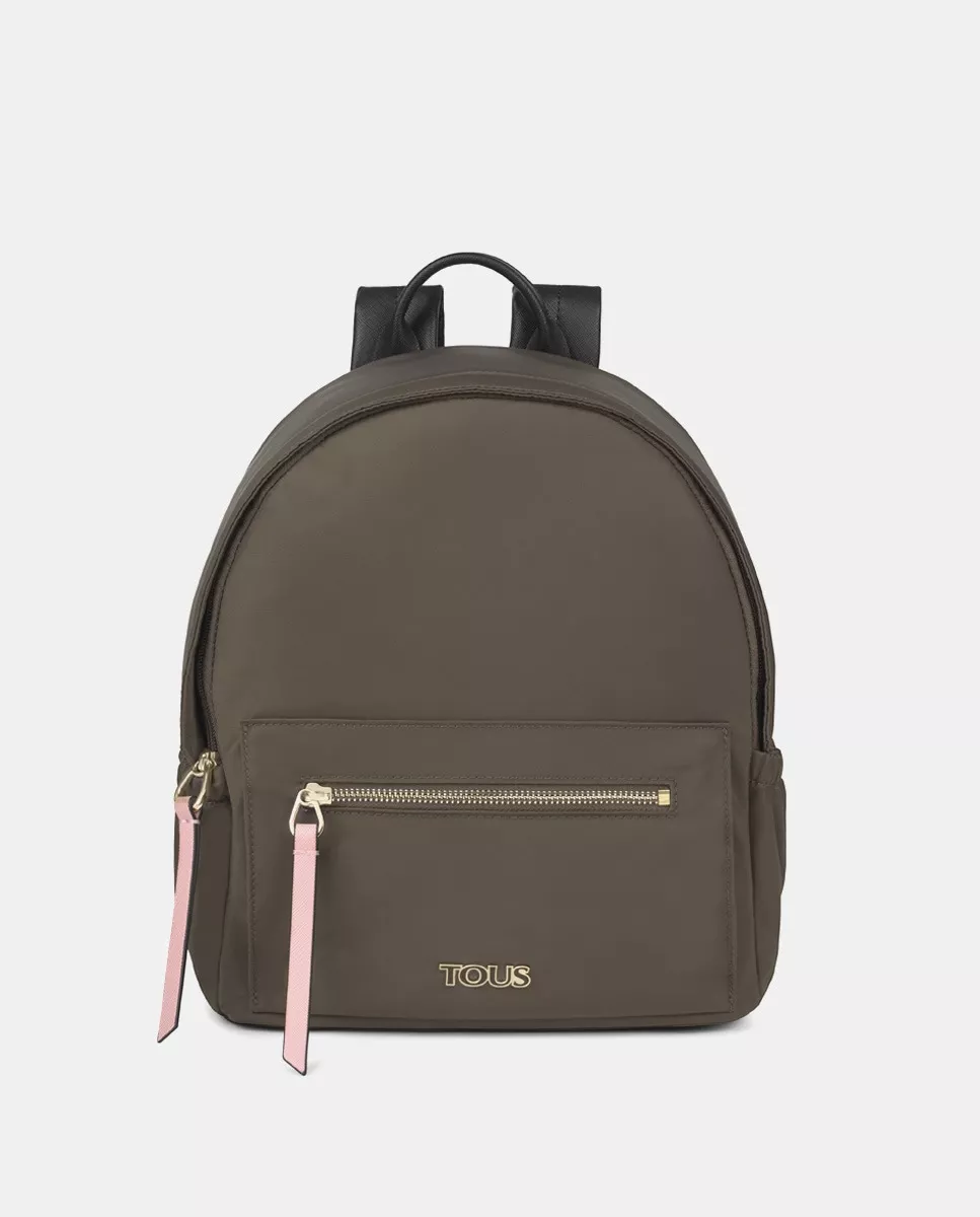 Tous - Mochila De Mujer Shelby De Nylon En Kaki Con Bolsillo Exterior barato