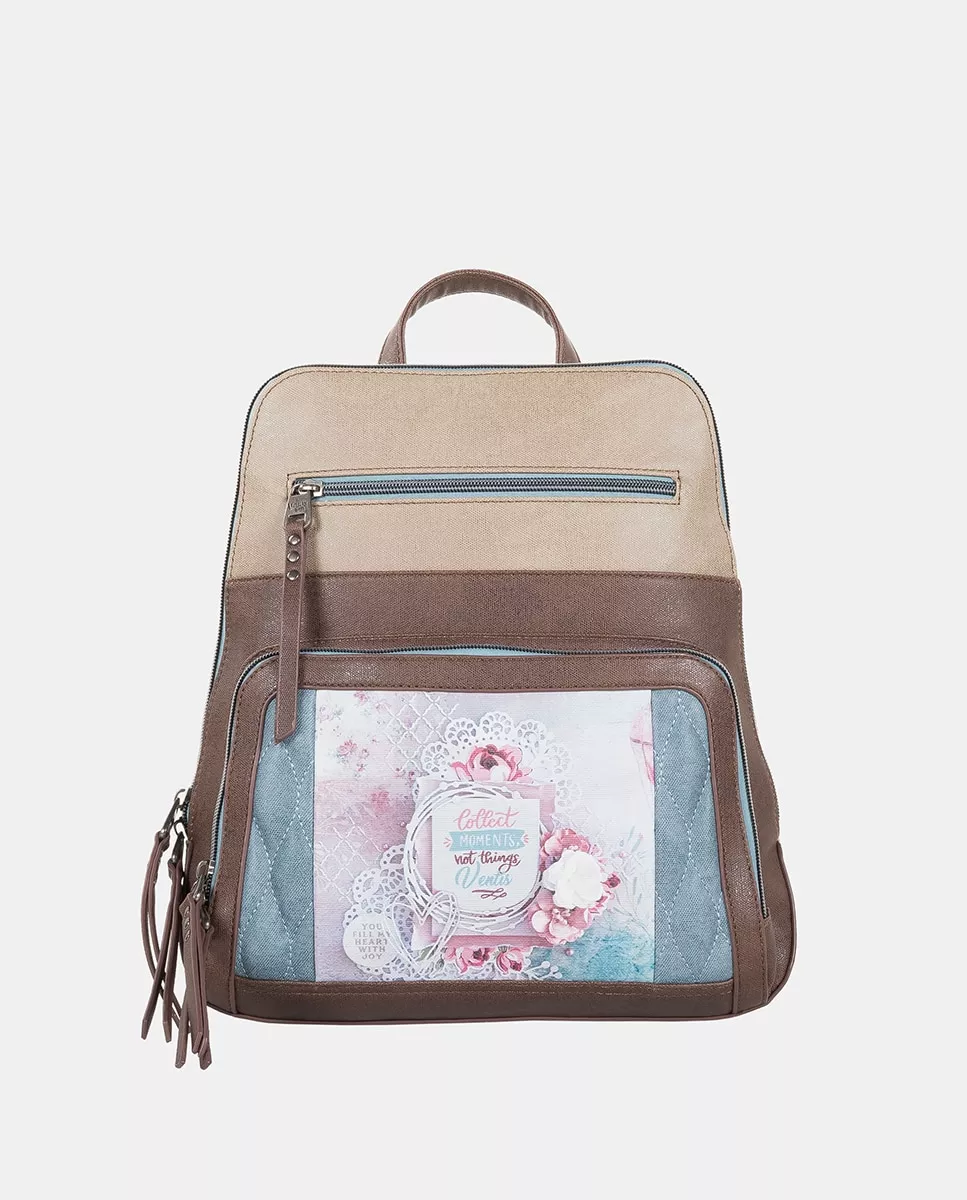 Ventis - Mochila De Mujer Con Cremallera En Tonos Tejano Y Pastel barato