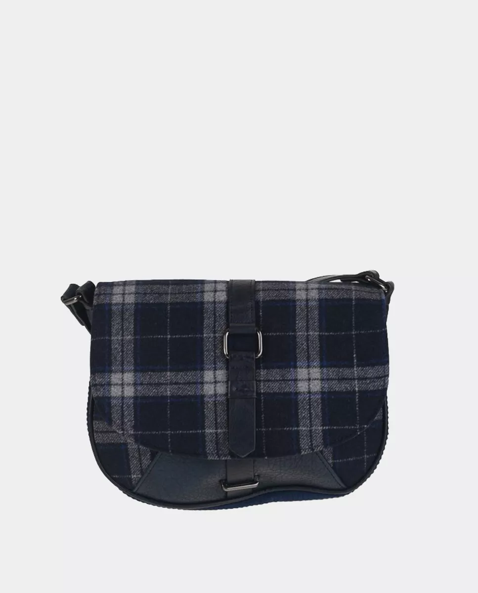 Volum - Bandolera En Material Combinado Azul Con Cuadros Tartán barato