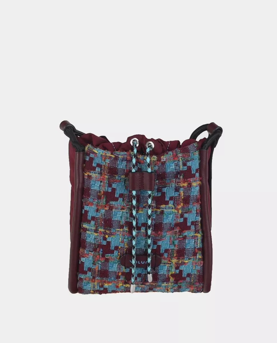 Volum - Bandolera Pequeña En Burdeos Con Tejido Tweed Multicolor barato