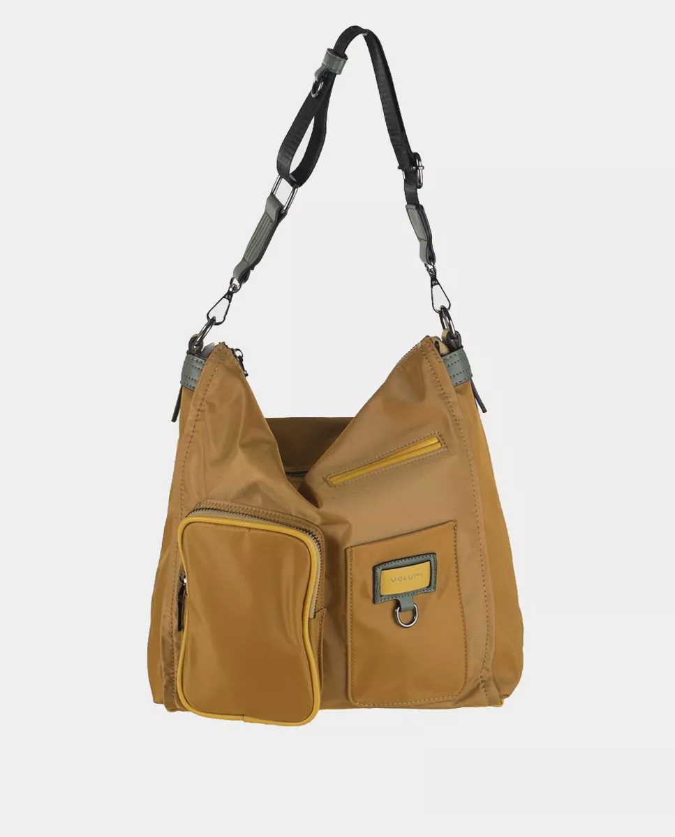 Volum - Hobo De Nylon Y Material Sintético Mostaza Con Bolsillos Exteriores barato