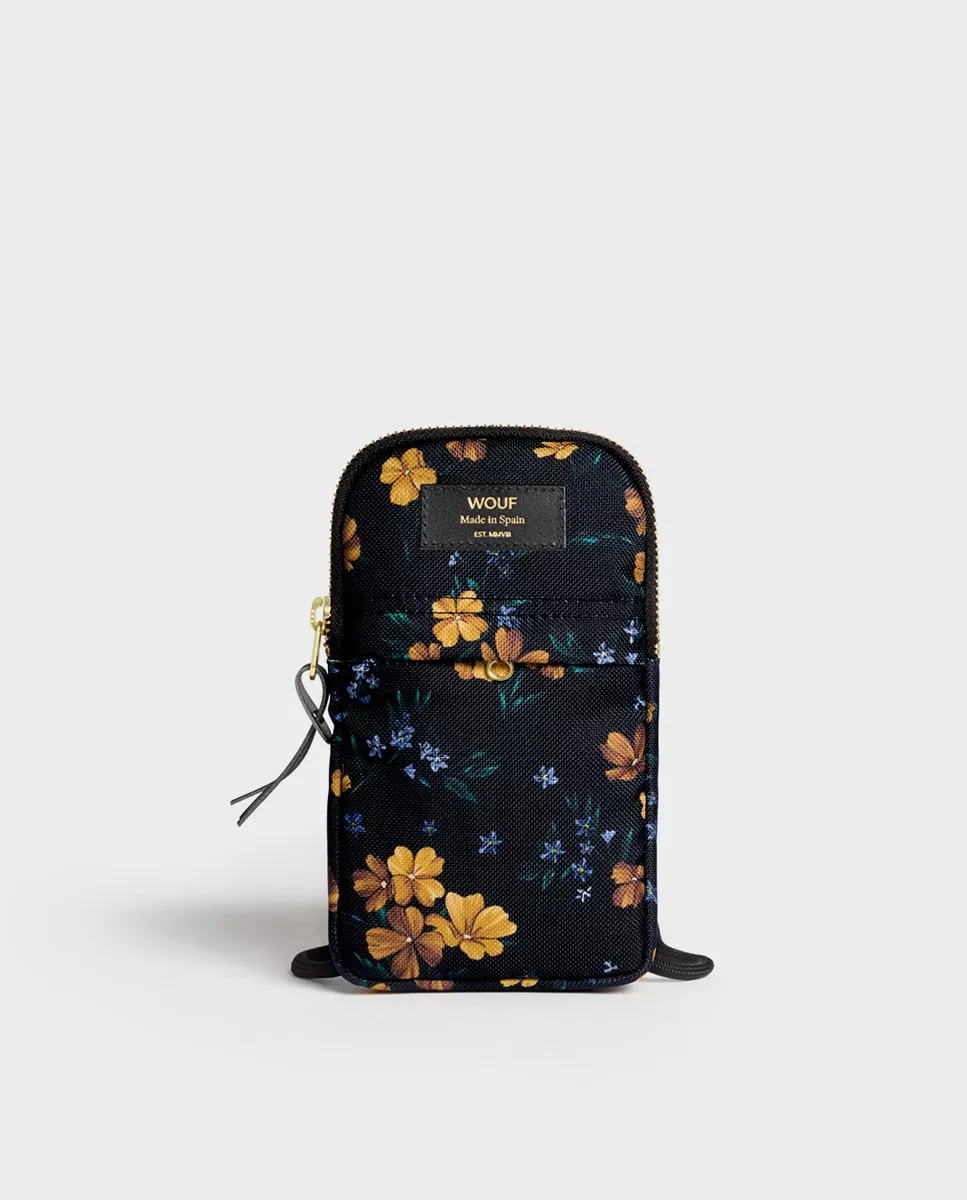 Wouf - Bolso Para Móvil Adele De Poliéster Reciclado En Negro Con Print Floral barato