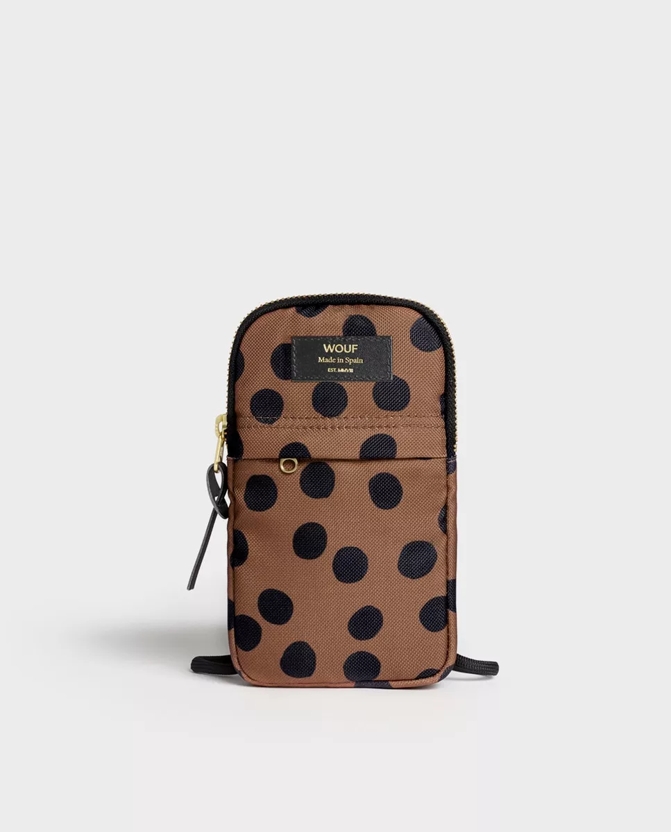 Wouf - Bolso Para Móvil Dots De Poliéster Reciclado En Marrón Con Print De Lunares barato