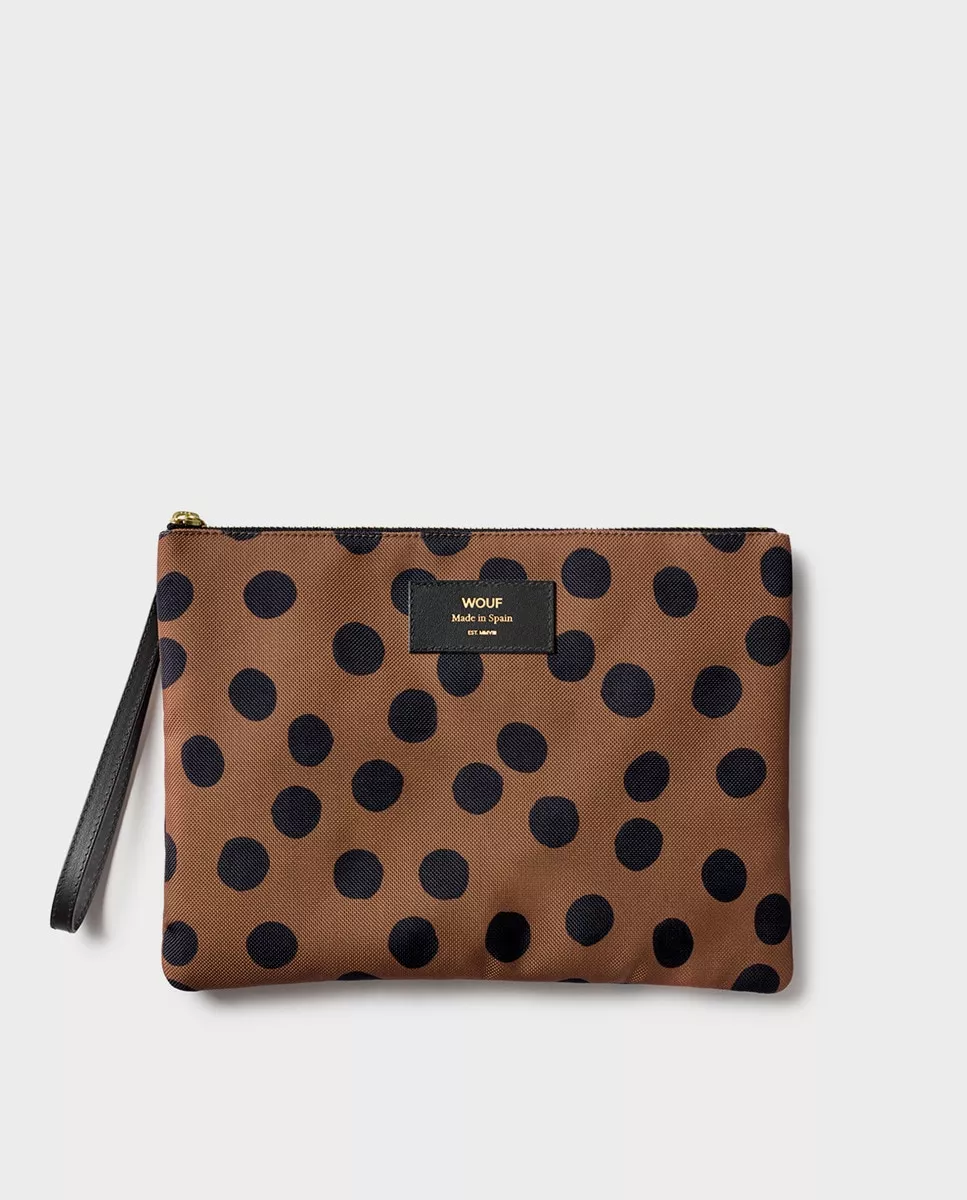 Wouf - Pouch Grande Dots De Poliéster Reciclado En Marrón Con Print De Lunares barato