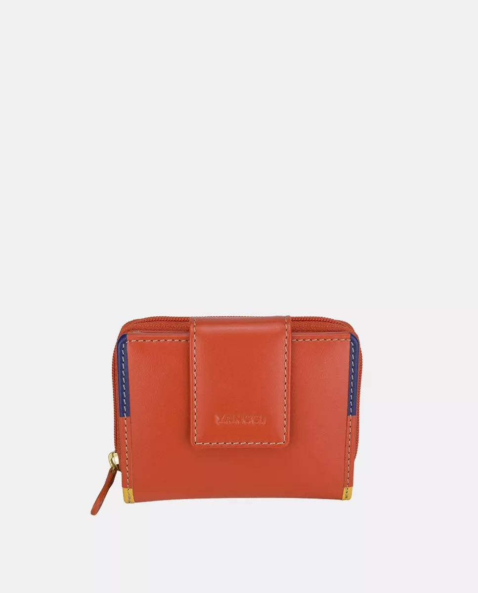Yancci - Cartera Mini De Piel En Naranja Con Vivos Multicolor barato